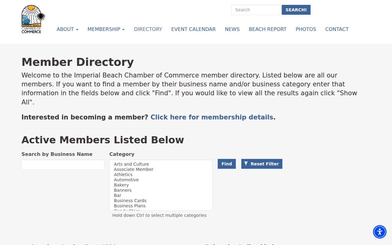 Imperial Beach people search local Chamber business directory