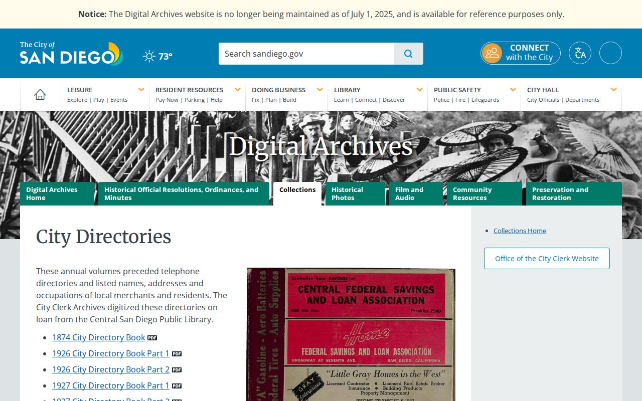 Imperial Beach historical directory books in the San Diego Digital Archives