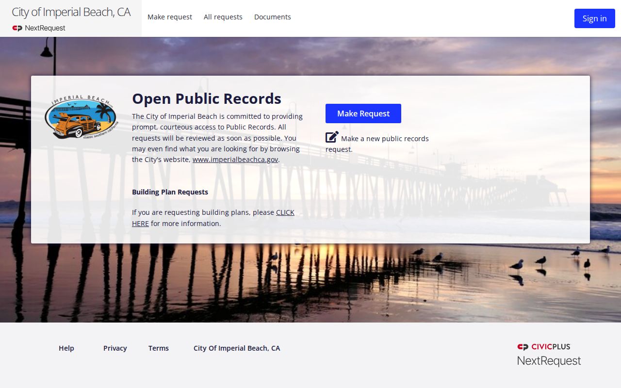 Imperial Beach public records NextRequest portal