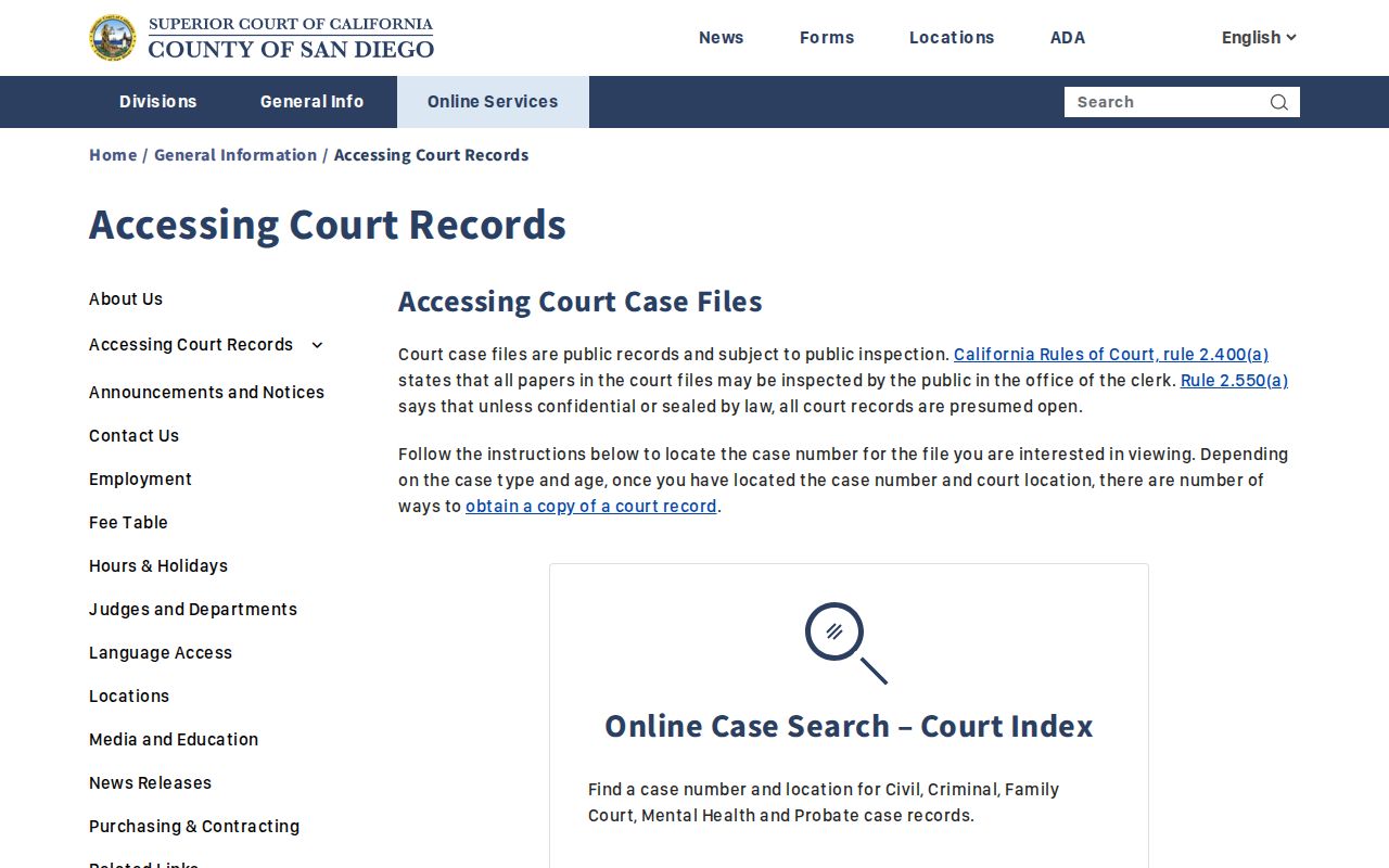 Imperial Beach public records guidance for San Diego court files